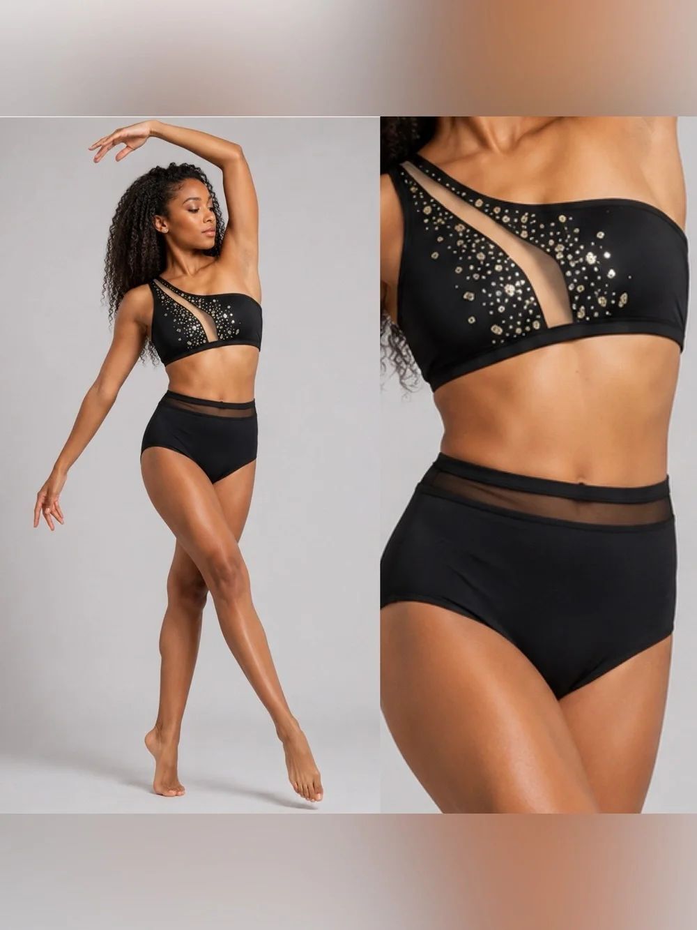 Convention Custom made solo dance costume black contemporary 2 piece set 10/12